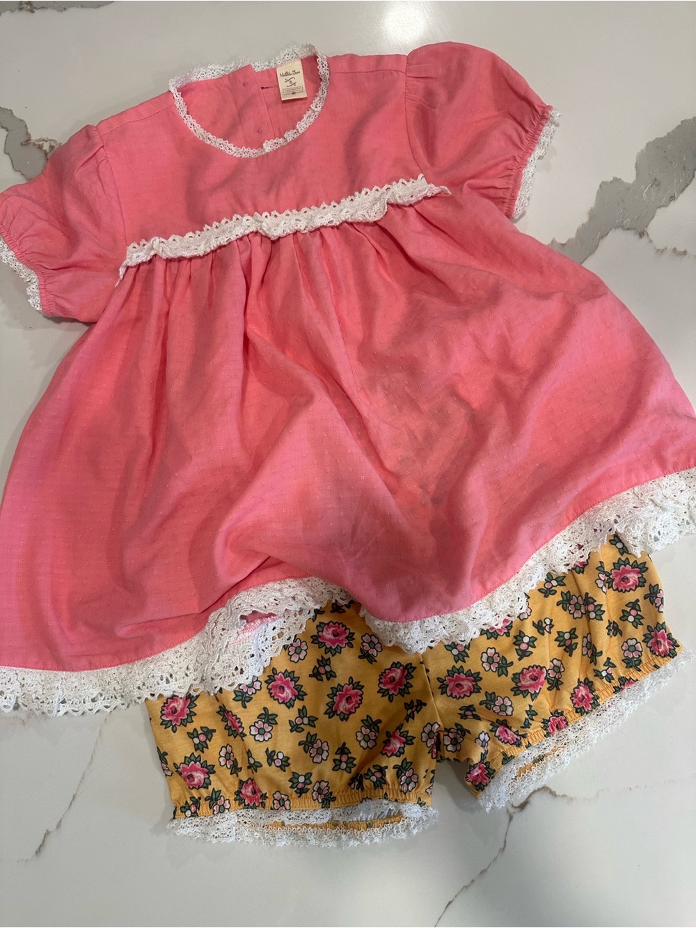 Matilda Jane Pink Top with Yellow Floral Shorts Pajama Set